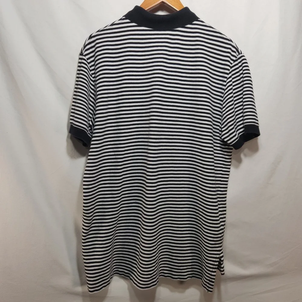 Vintage Polo Ralph Lauren Mens Shirt Size Large Short Sleeve Striped Black White
